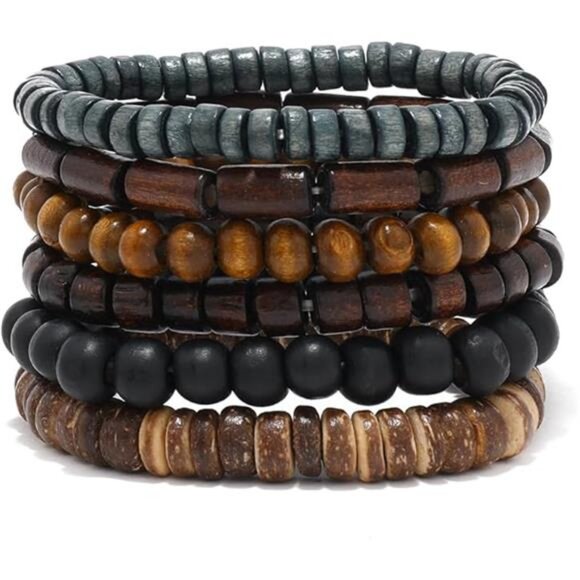 Gothic Bracelet Set Adjustable Punk Leather Beaded Cuff Bangles Grunge Emo - Picture 7 of 7